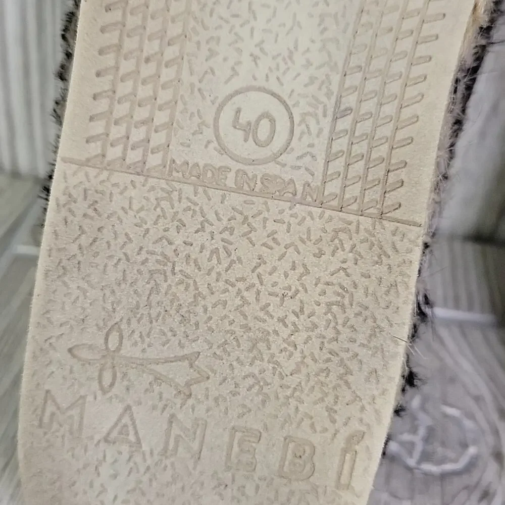 Manebi Black Speckled Calf Fur Flat Espadrille Slip On Shoes Womens  40 US 9